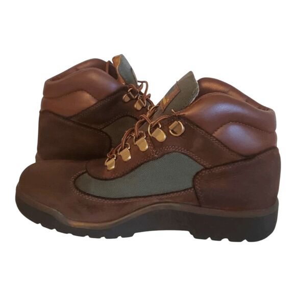 TIMBERLAND Field Mid "Brown/Dark Olive" Hiking Boot Kid's Size 4 - Picture 7 of 8